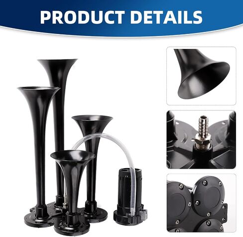 Train Horn Kit - 4 Trumpet Metal Air Horns replacement Dill horn 12V 150dB Ultra Loud with Compressor is suitable for pickup/motorhome/SUV/truck/boats and other cars(4 speakers with button) in Saudi Arabia