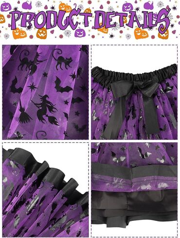 5 PCS Halloween Witch Costumes Set for Women Purple Witch Hat Broom Striped Thigh Socks Gloves Tutu Skirt Halloween Costumes for Women Girl Cosplay Party Costume Accessories in Saudi Arabia
