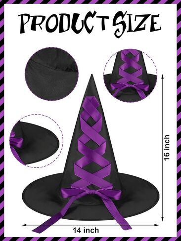 5 PCS Halloween Witch Costumes Set for Women Purple Witch Hat Broom Striped Thigh Socks Gloves Tutu Skirt Halloween Costumes for Women Girl Cosplay Party Costume Accessories in Saudi Arabia