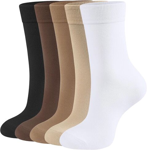 Closemate Womens Calf Crew Socks Soft Cotton و Lightweight Black White Fall Color 5 أزواج in Kuwait