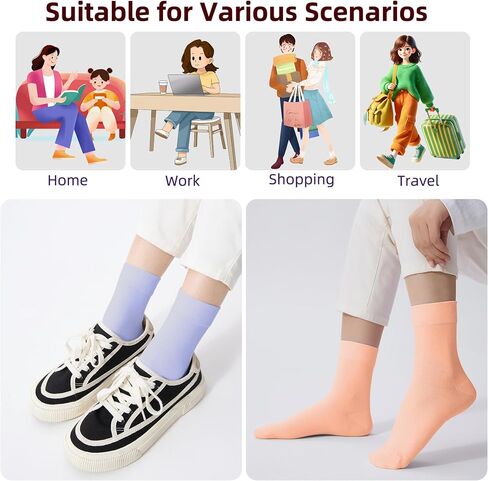 Corlap Women's Thin Aver Coled Socks - 6pairs Cotton Disual Bootie Dress Dress Socks -Gift Box in Kuwait