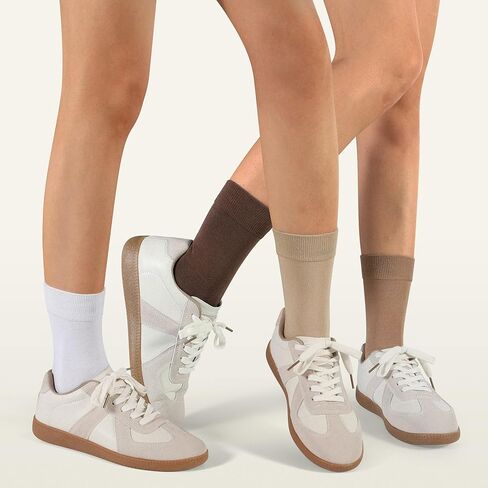Closemate Womens Calf Crew Socks Soft Cotton و Lightweight Black White Fall Color 5 أزواج in Kuwait