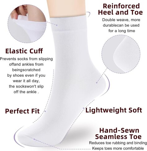 Corlap Women's Thin Above Ankle Socks - 6Pairs Cotton Casual Bootie Dress Crew Socks-Gift Box in Kuwait