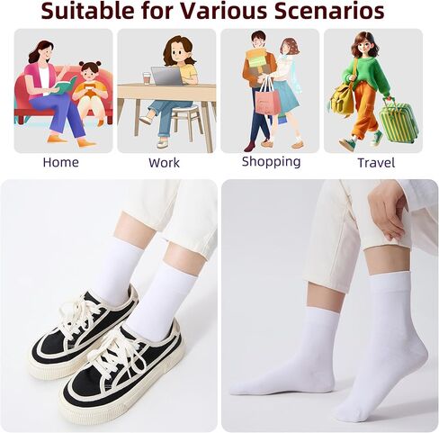 Corlap Women's Thin Above Ankle Socks - 6Pairs Cotton Casual Bootie Dress Crew Socks-Gift Box in Kuwait