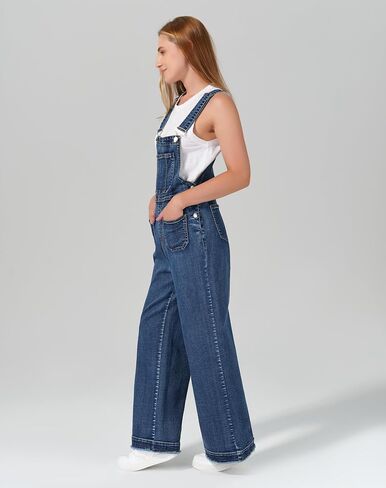 roswear Women’s Denim Overalls Loose Fit Stretchy Baggy Overall Bib Wide Leg Casual Jean Jumpsuits in Saudi Arabia