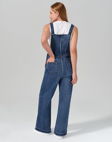 roswear Women’s Denim Overalls Loose Fit Stretchy Baggy Overall Bib Wide Leg Casual Jean Jumpsuits in Saudi Arabia