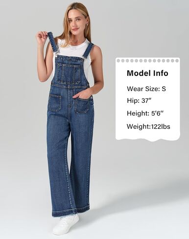 roswear Women’s Denim Overalls Loose Fit Stretchy Baggy Overall Bib Wide Leg Casual Jean Jumpsuits in Saudi Arabia