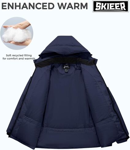 Skieer Men Plus Size Size Ski Ski Jacket Big & Tall Dark Winter With With Hood in Kuwait