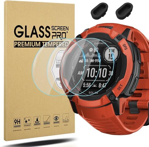 Suoman [3+2 Pack for Garmin Instinct 2X Screen Protector and Charger Port Protector,Anti-Dust Plugs+Tempered Glass Screen Protector for Garmin Instinct 2X,Bubble Free in Saudi Arabia