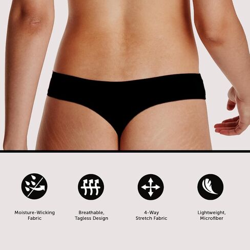 مجموعة ملابس داخلية Hanes Premier ، 6 عبوات ، Thongs No-Show No-Show للنساء ، سراويل داخلية رطوبة الرطوبة in Saudi Arabia