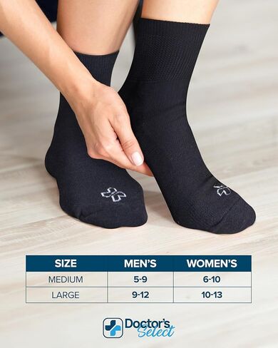 Doctor's Select Bamboo Viscose Diabetic Socks for Women & Men - 6 Pairs, Viscose Bamboo Socks Woman, Non Binding, Wide Top in Kuwait