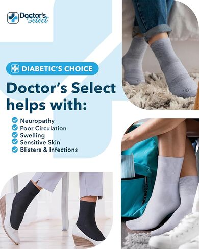Doctor's Select Bamboo Viscose Diabetic Socks for Women & Men - 6 Pairs, Viscose Bamboo Socks Woman, Non Binding, Wide Top in Kuwait
