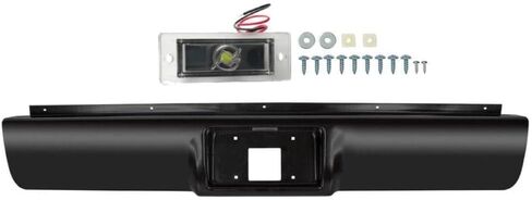 MOTORHOT Black Rear Bumper Roll Pan Compatible with 1988-1998 Chevy GMC C1500 C2500 C3500 K1500 K2500 K3500 w/License LED Light in Kuwait