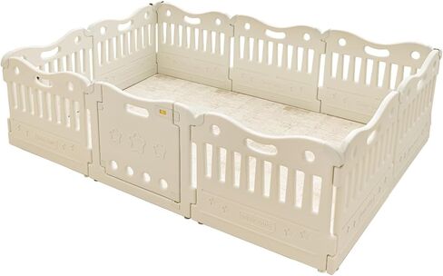 Baby Care Play Mat Funzone Play Pen - Extra Large Baby Play Yard - Play Pen for Baby - Safe with Double Locking (Grey, Full Set) in Kuwait