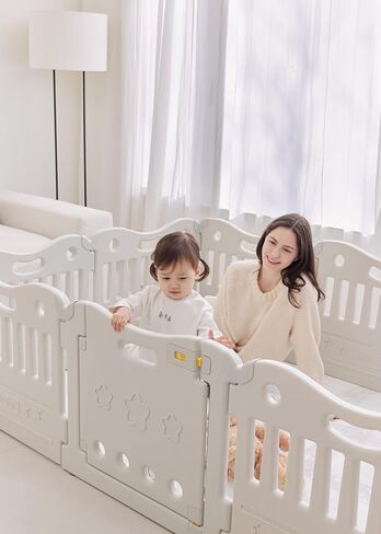 Baby Care Play Mat Funzone Play Pen - Extra Large Baby Play Yard - Play Pen for Baby - Safe with Double Locking (Grey, Full Set) in Kuwait