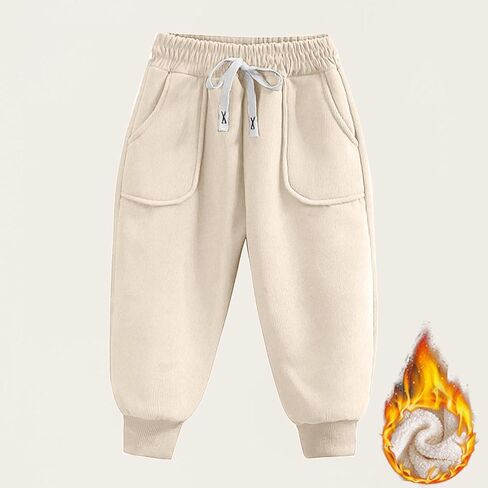 Girl's Fleece Joggers Baggy Sweatpants Elastic Waist Pants Solid Trousers Cinch Bottom Pant Cotton Pants Winter Pant in Saudi Arabia