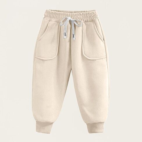 Girl's Fleece Joggers Baggy Sweatpants Elastic Waist Pants Solid Trousers Cinch Bottom Pant Cotton Pants Winter Pant in Saudi Arabia