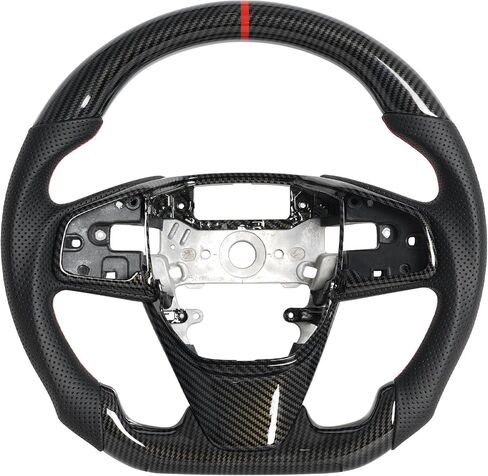 Steering Wheel,Hydro Dip Carbon Fiber Steering Wheel Fits For Honda Civic Gen 10th 2016-2021,Type R FK8 2016 2017 2018 2019 2020 2021,Microfiber Leather & Red Indicate in Saudi Arabia