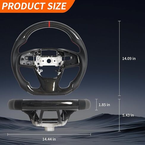 Steering Wheel,Hydro Dip Carbon Fiber Steering Wheel Fits For Honda Civic Gen 10th 2016-2021,Type R FK8 2016 2017 2018 2019 2020 2021,Microfiber Leather & Red Indicate in Saudi Arabia