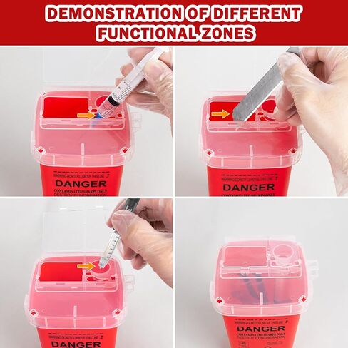 1 Quart (3-Pack) Red Sharps Containers, Biohazard Needle Disposal for Home Use, Portable Travel Sharps Storage, Professional Waste Sharps Disposal Bucket in Saudi Arabia