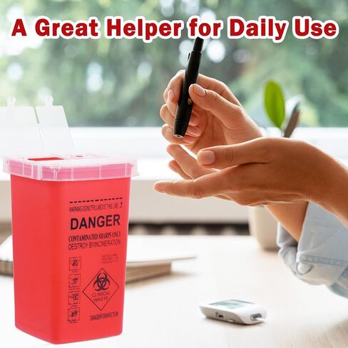 1 Quart (3-Pack) Red Sharps Containers, Biohazard Needle Disposal for Home Use, Portable Travel Sharps Storage, Professional Waste Sharps Disposal Bucket in Saudi Arabia