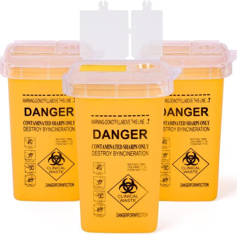 1 Quart (3-Pack) Red Sharps Containers, Biohazard Needle Disposal for Home Use, Portable Travel Sharps Storage, Professional Waste Sharps Disposal Bucket in Saudi Arabia