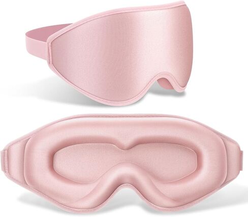 FlyCoco 99% Fully Block Out Light Eye Sleep Mask, 3D Deep Contoured Eyes Cover Zero Pressure, Long Lash Extension Eyes Mask with Adjustable Straps for Sleeping Travel Home Nap Rest Women Men (Pink) in Kuwait