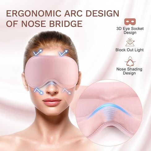 FlyCoco 99% Fully Block Out Light Eye Sleep Mask, 3D Deep Contoured Eyes Cover Zero Pressure, Long Lash Extension Eyes Mask with Adjustable Straps for Sleeping Travel Home Nap Rest Women Men (Pink) in Kuwait
