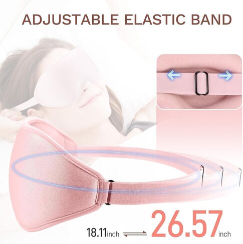 FlyCoco 99% Fully Block Out Light Eye Sleep Mask, 3D Deep Contoured Eyes Cover Zero Pressure, Long Lash Extension Eyes Mask with Adjustable Straps for Sleeping Travel Home Nap Rest Women Men (Pink) in Kuwait