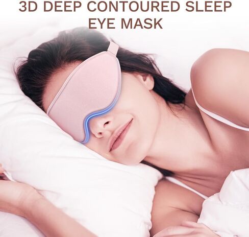 FlyCoco 99% Fully Block Out Light Eye Sleep Mask, 3D Deep Contoured Eyes Cover Zero Pressure, Long Lash Extension Eyes Mask with Adjustable Straps for Sleeping Travel Home Nap Rest Women Men (Pink) in Kuwait