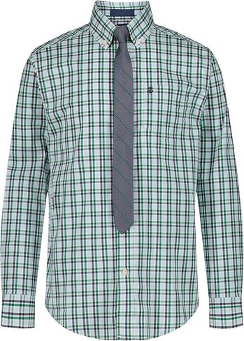 Izod Boys' Long Sleeve Button-Down Collared Dress Shirt with Tie and Chest Pocket in Saudi Arabia