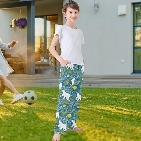 سروال Visesunny Boys 'Funder Pattern Pants Pants مرنة الخصر الطويلة سراويل سراويل صالة مع اثنين من الجيوب S-XL in Saudi Arabia