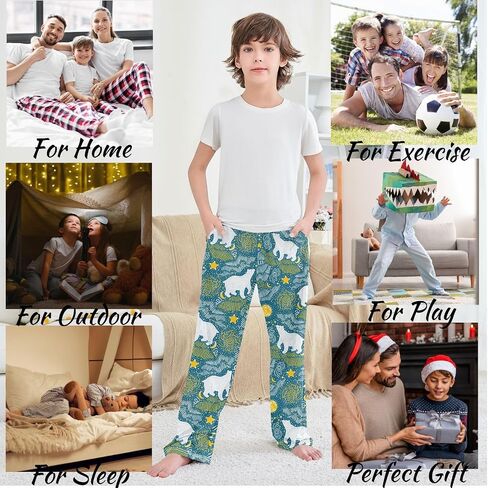 سروال Visesunny Boys 'Funder Pattern Pants Pants مرنة الخصر الطويلة سراويل سراويل صالة مع اثنين من الجيوب S-XL in Saudi Arabia