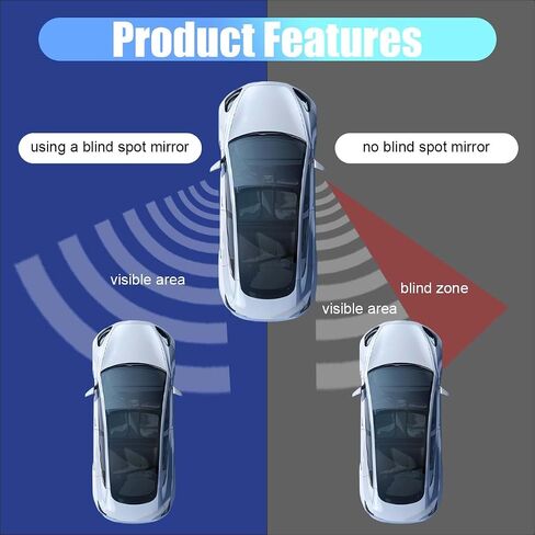 2PCS Automotive Rearview Mirror Blind Spot Mirrors - 2'' 360° Adjustable Bling Rhinestone Car Side View Mirror with Frame - HD Glass Round Wide View Angle Convex Mirrors for Car SUV Truck (Red) in Saudi Arabia