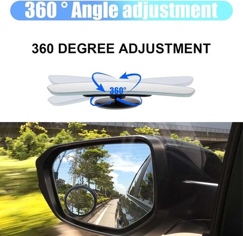 2PCS Automotive Rearview Mirror Blind Spot Mirrors - 2'' 360° Adjustable Bling Rhinestone Car Side View Mirror with Frame - HD Glass Round Wide View Angle Convex Mirrors for Car SUV Truck (Red) in Saudi Arabia