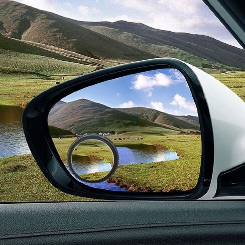 2PCS Automotive Rearview Mirror Blind Spot Mirrors - 2'' 360° Adjustable Bling Rhinestone Car Side View Mirror with Frame - HD Glass Round Wide View Angle Convex Mirrors for Car SUV Truck (Red) in Saudi Arabia