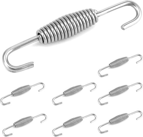 QWORK 8 Pack Stainless Steel Motorcycle Muffler Exhaust Pipe Springs - Swivel-Hook Design, Anti-Binding, 68mm/2.68" in Saudi Arabia
