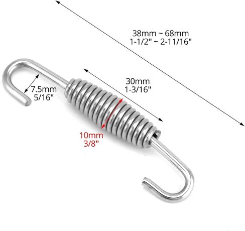 QWORK 8 Pack Stainless Steel Motorcycle Muffler Exhaust Pipe Springs - Swivel-Hook Design, Anti-Binding, 68mm/2.68" in Saudi Arabia