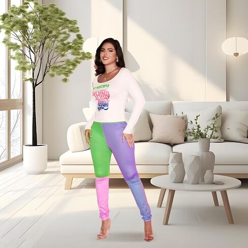 Remelon Womens 2 Piece Sweatsuits Color Block Long Sleeve Crop Top Leggings Workout Set Tracksuit Loungewear in Kuwait