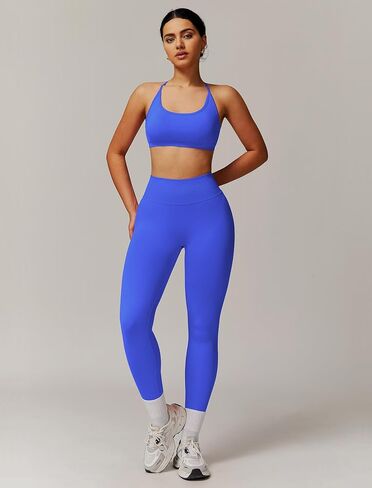 ABOCIW Workout Sets for Women 2 Piece Seamless HIgh Waist Scunch Butt Lifting Leggings Strappy Sports Bra Gym Outfits in Saudi Arabia