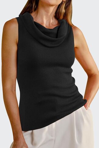 Arach&Cloz Women's Convertible Neckline Off-Shoulder Cowl Neck Slim Fit Tops 2025 in Saudi Arabia