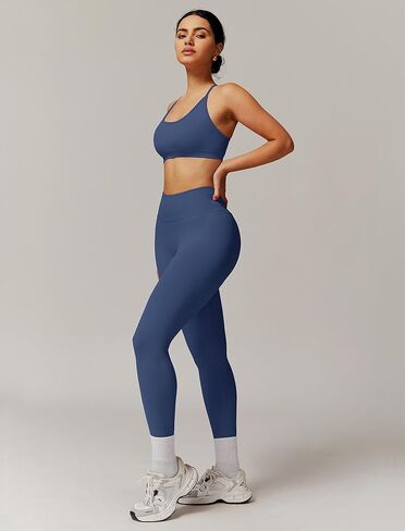 ABOCIW Workout Sets for Women 2 Piece Seamless HIgh Waist Scunch Butt Lifting Leggings Strappy Sports Bra Gym Outfits in Kuwait