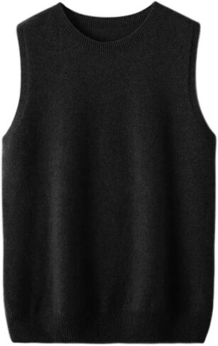 Womens Sleeveless Crewneck Pullover Sweater Merino Wool Casual Waistcoat Female Knitwear Tops in Saudi Arabia