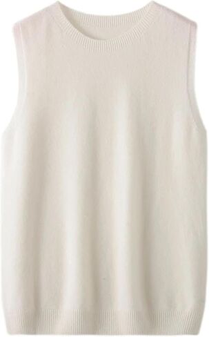 Womens Sleeveless Crewneck Pullover Sweater Merino Wool Casual Waistcoat Female Knitwear Tops in Saudi Arabia
