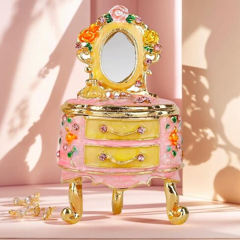 علب مجوهرات صغيرة خرافية من سيفينبيز، تماثيل صغيرة للفتيات باللون الوردي، صندوق حلية متمحور للنساء in Kuwait