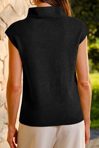 Arach&Cloz Women's Wool Blend Mock Neck Business Casual Sweater Vest 2025 Fall in Saudi Arabia