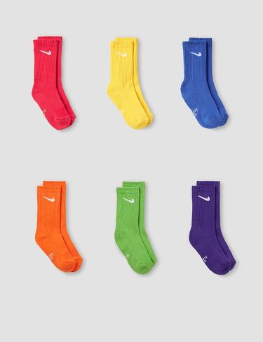 Nike Kids' Little Ankle Socks (6 Pairs), Pink Pow/White/Black, 4/5 in Kuwait
