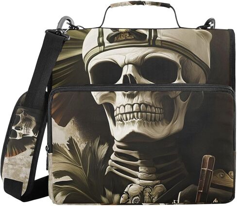 Gothic Skeleton Japanese 3 Ring Zipper Binder for Office School - 500 Sheet Capacity, Multi-Pockets, 1.5-Inch, Sturdy Storage to Keep Documents Organized in Saudi Arabia