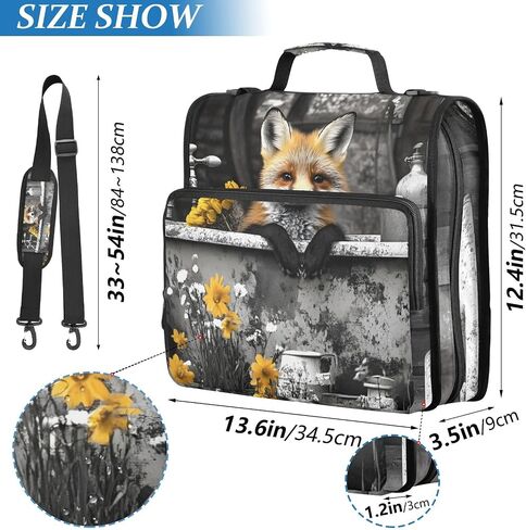 3 Ring Zipper Binder Fox Bathtub Cute for Office School - 500 Sheet Capacity, Multi-Pockets, 1.5-Inch, Sturdy Storage to Keep Documents Organized in Saudi Arabia