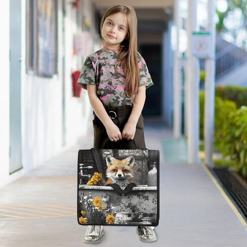 3 Ring Zipper Binder Fox Bathtub Cute for Office School - 500 Sheet Capacity, Multi-Pockets, 1.5-Inch, Sturdy Storage to Keep Documents Organized in Saudi Arabia